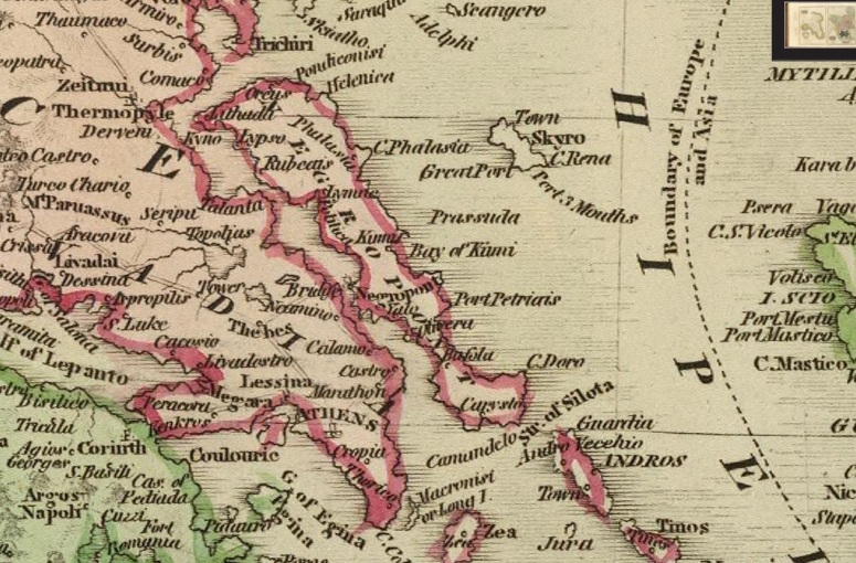τμήμα του χάρτη Τουρκικές κτήσεις στην Ευρώπη (1815)