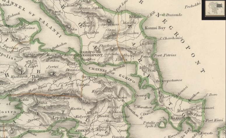 τμήμα από Χάρτης Ελλάδας 1847 