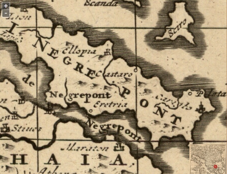 τμήμα από Χάρτης Ουγγαρίας, Ελλάδας και Μοριά (1688-1700)